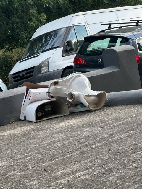 Rubbish dumped next to the flats. Photo: Denica Williams