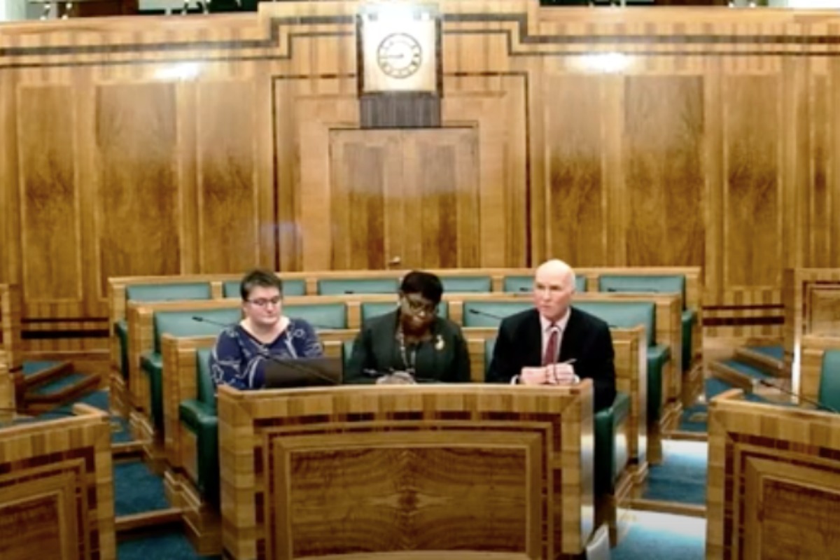 John Henderson with Hackney interim chief executive Dawn Carter-McDonal at the scrutiny panel 